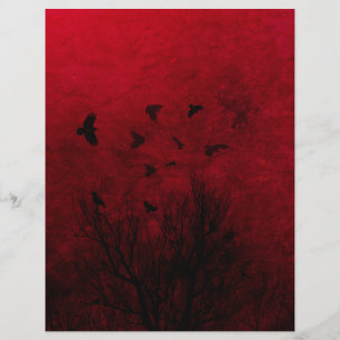Kraaien in Red Sky Halloween Scrapbook Paper