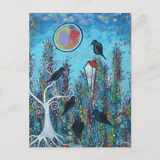 Kraaien in wachtende Briefkaart (Voorkant)