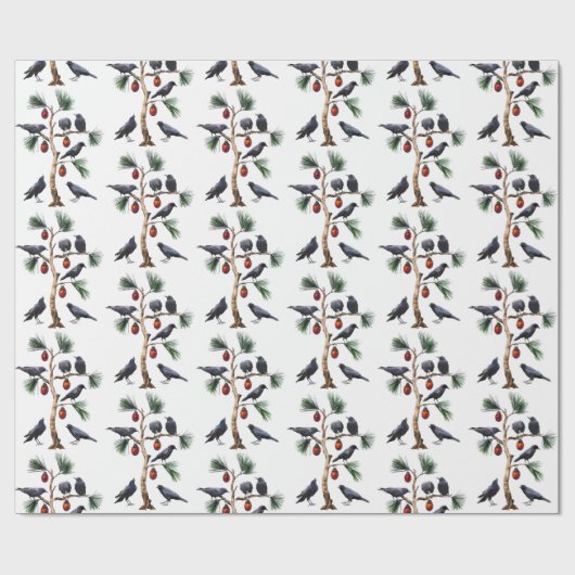 Kraaien Kerstinpakpapier Cadeaupapier (Vlak)