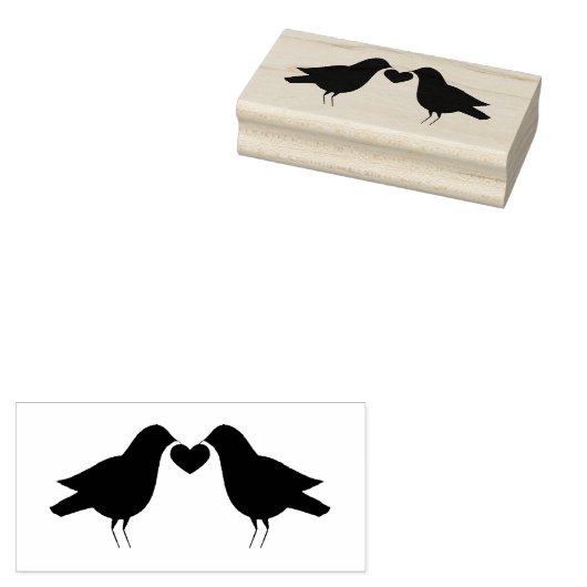 Kraaien met hart rubberen stempel (Gestempeld)