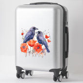 Kraaien met papaver sticker (Koffer)