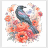 Kraaien met papaver sticker (Vel)