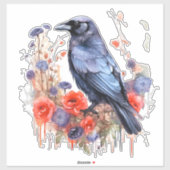 Kraaien met papaver sticker (Vel)