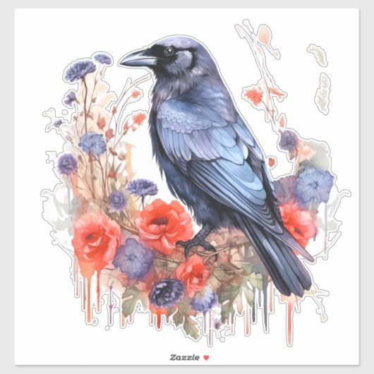 Kraaien met papaver sticker (Vel)