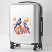 Kraaien met papaver sticker (Koffer)
