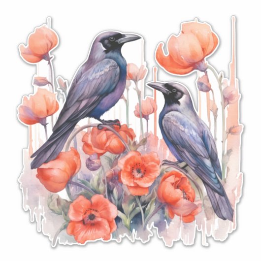 Kraaien met papaver sticker (Voorkant)