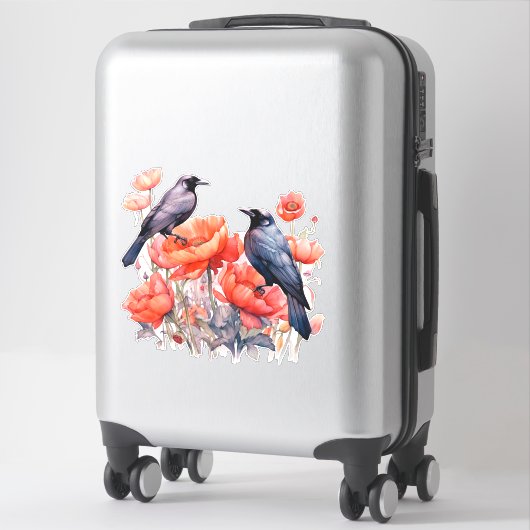 Kraaien met papaver sticker (Koffer)