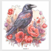 Kraaien met papaver sticker (Vel)