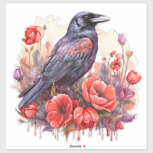 Kraaien met papaver sticker (Vel)