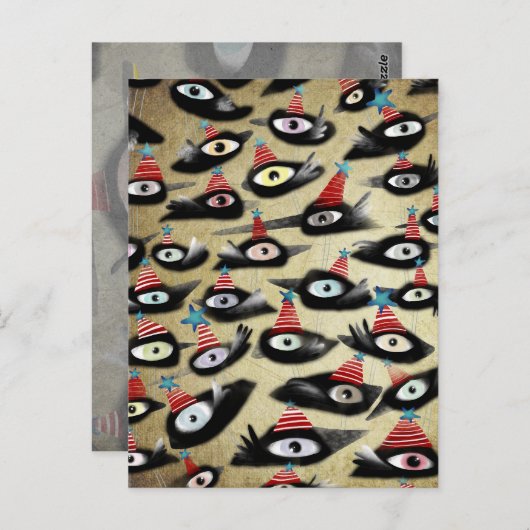 Kraaien mooi winterfeest briefkaart (Voorkant / Achterkant)