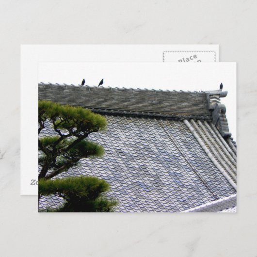 Kraaien op het tempeldak briefkaart (Voorkant / Achterkant)
