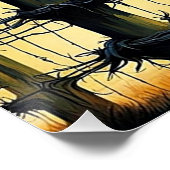 Kraaien op prikkeldraad hek 3 perfect poster (Hoek)