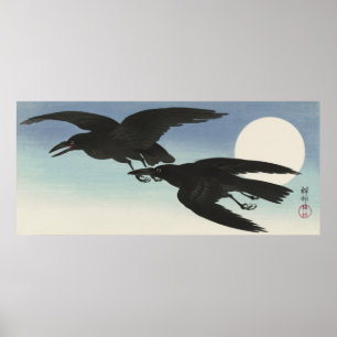 Kraaien op volle maan door het Poster Ohara Koson