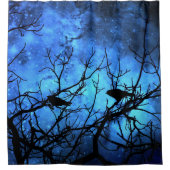 Kraaien poging moord-blauwe luchten douche gordijn (Voorkant)