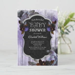 Kraaien Raven Goth Baby Shower Uitnodiging