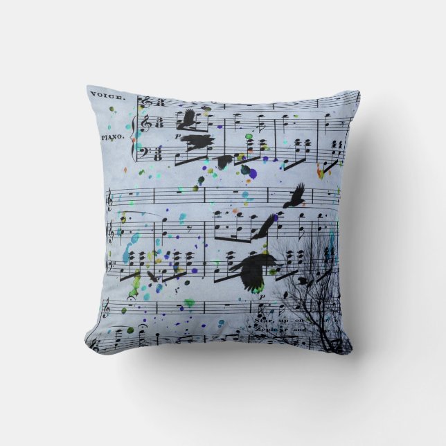 Kraaien vinden muziek kussen (Voorkant)