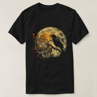 Kraaien Vintage Grafische Shirt, Retro Kraai Maan T-shirt