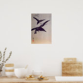 Kraaien vliegen in sneeuw poster (Keuken)