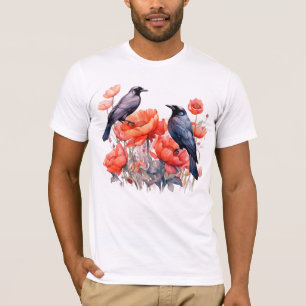 Kraaien Vogelkraai Kraai Liefhebber Bloem T-shirt