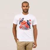 Kraaien Vogelkraai Kraai Liefhebber Bloem T-shirt (Voorkant volledig)