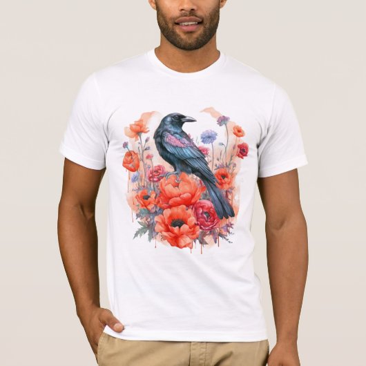 Kraaien Vogelkraai Kraai Liefhebber Bloem T-shirt (Voorkant)