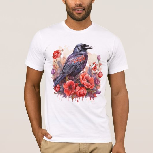 Kraaien Vogelkraai Kraai Liefhebber Bloem T-shirt (Voorkant)