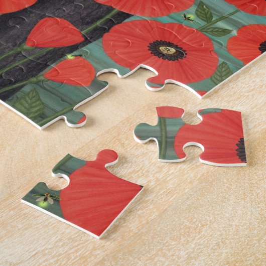 kraaien, vuurvliegjes en poppies in het maanlicht legpuzzel (Zijkant)