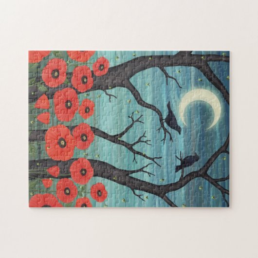 kraaien, vuurvliegjes en poppies in het maanlicht legpuzzel (Horizontaal)