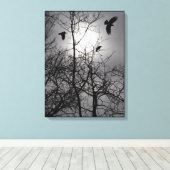 Kraaien zonlicht boom takken silhouet landschap canvas afdruk (Insitu (Houten vloer))