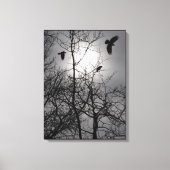 Kraaien zonlicht boom takken silhouet landschap canvas afdruk (Voorkant)