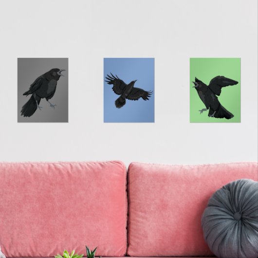 Kraaien Zwart Vogels Ravens Print Set (Woonkamer)