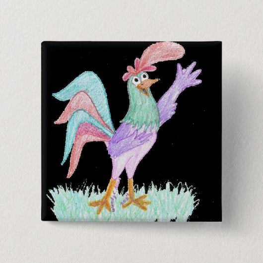 Kraaiende Haan Vierkante Button 5,1 Cm (Voorkant)