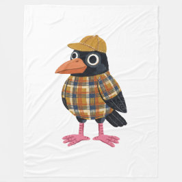 Kraaiendeken met honkbalpet en tartan fleece deken