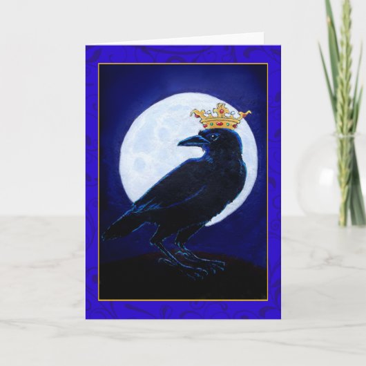 Kraaikoning of -koningin met maan, wenskaart van d kaart (Voorkant)