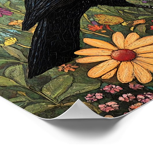 Kraaivogel grillig schilderij poster (Hoek)