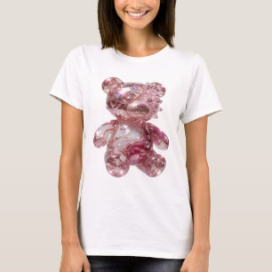 Kraakhelder Zilver DIAMANT TEDDYBEER 3D-tekst kuns T-shirt