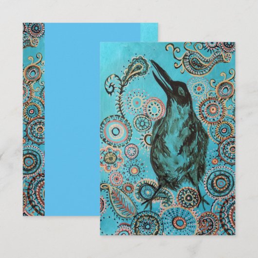 kraakschilderij op blauw bedankkaart (Voorkant / Achterkant)