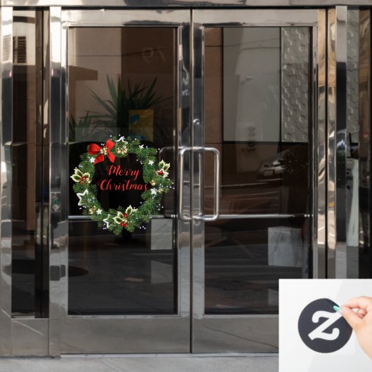 Kraam Kerstmis Kerstkrans Raamsticker (Kantoordeur)
