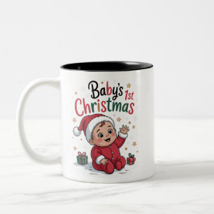 Kraam Zwangere Eerste Kerstmis Zwangerschap Aankon Tweekleurige Koffiemok