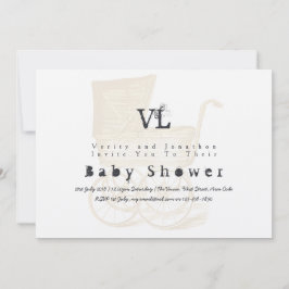 Kraamcadeau uitnodigingen Kraft Pram Goud