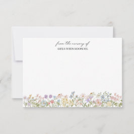 Kraamcadeau-waterverf bloemen bedankkaart notitiekaartje