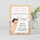 Kraamfeest uitnodiging van vintage baby burlap (Staand voorkant)