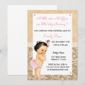 Kraamfeest uitnodiging van vintage baby burlap (Voorkant / Achterkant)
