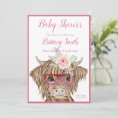 Kraamfeest Uitnodiging voor Cow Baby, Woestijn Cac (Staand voorkant)