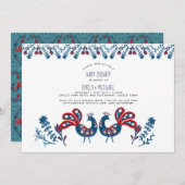 Kraamfeest Uitnodigingen met Scandinavische Vogels (Voorkant / Achterkant)