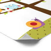 Kraamkamer uilen op een boom muurkunst poster (Hoek)