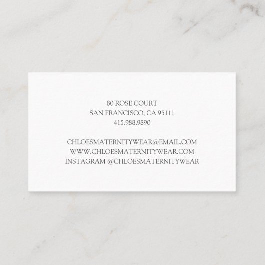 Kraamkleding Visitekaartje (Achterkant)