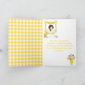 Kraampje met limonade verjaardag bruin haar meisje bedankkaart (Binnen)