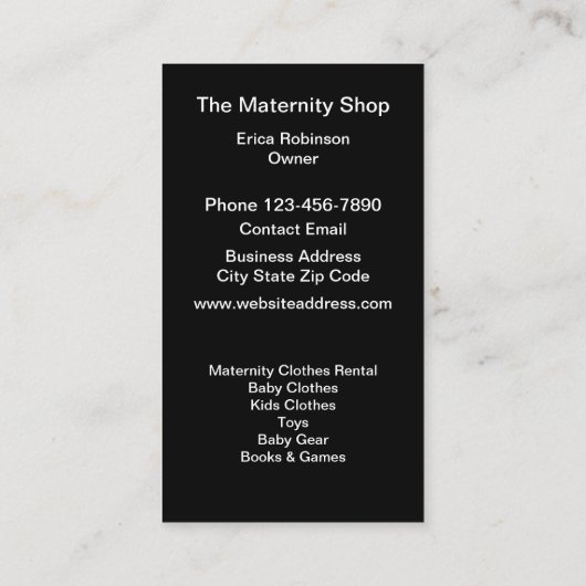 Kraamwinkel Moderne Visitekaartjes (Achterkant)