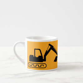 Kraan Backhoe, Geel Zwart, Arbeider  Espresso Kop
